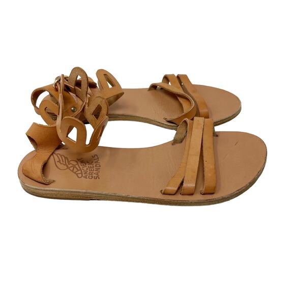 Ancient Greek Sandals Womens 37 Natural Brown Ankle Cut Out Leather Sandals 7 - Picture 1 of 10